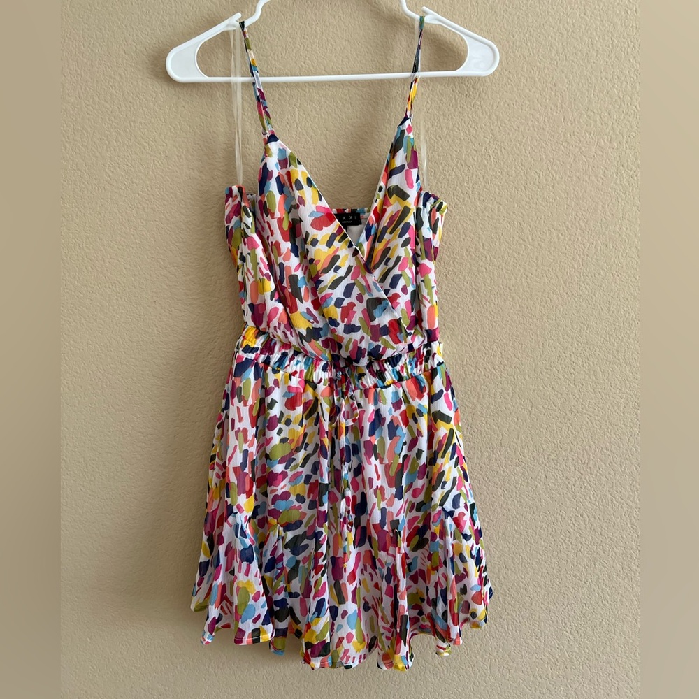Trixxi Confetti Sleeveless Chiffon Romper, M